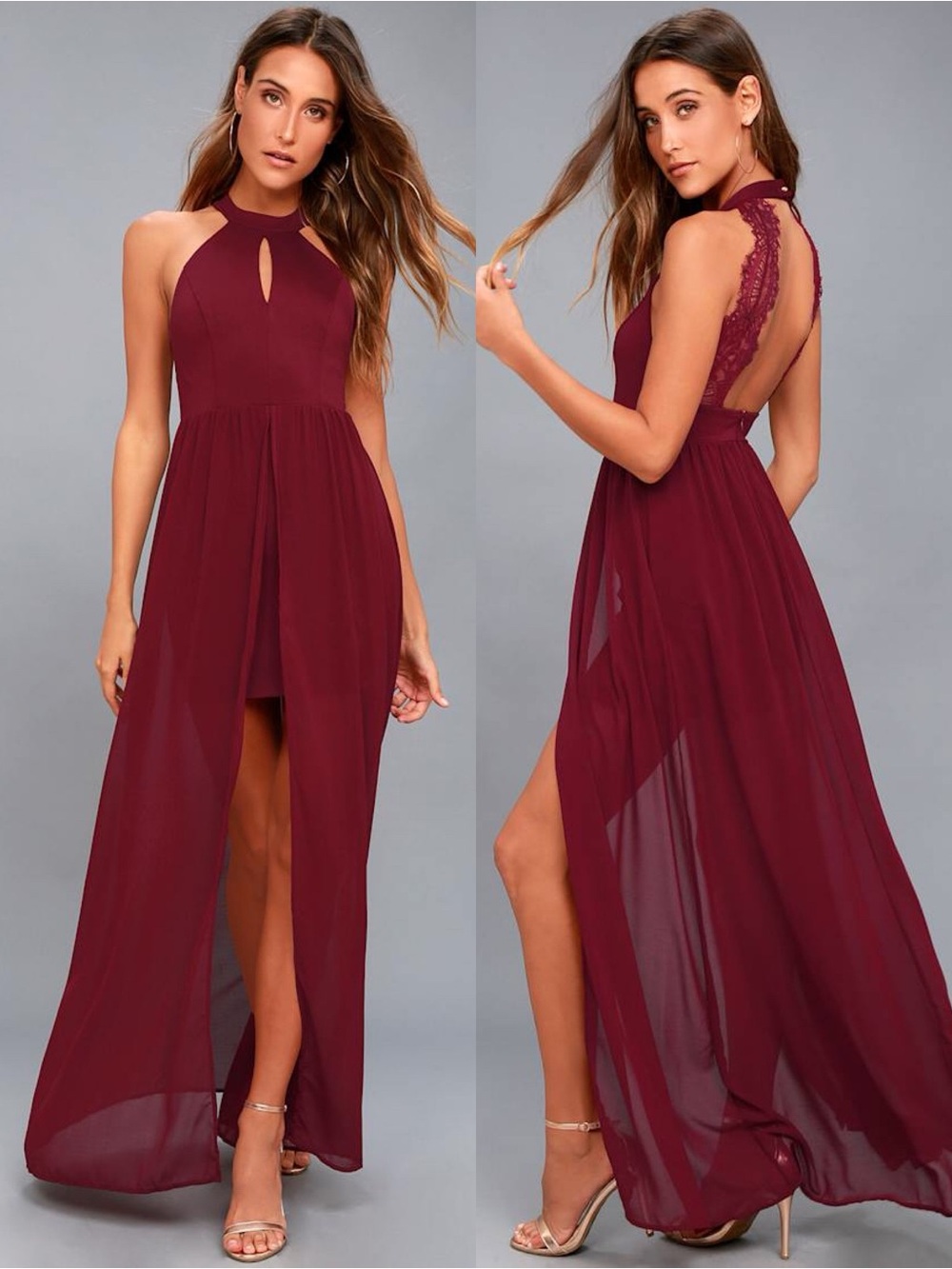 Lulus | My Beloved Burgundy Lace Maxi Dress